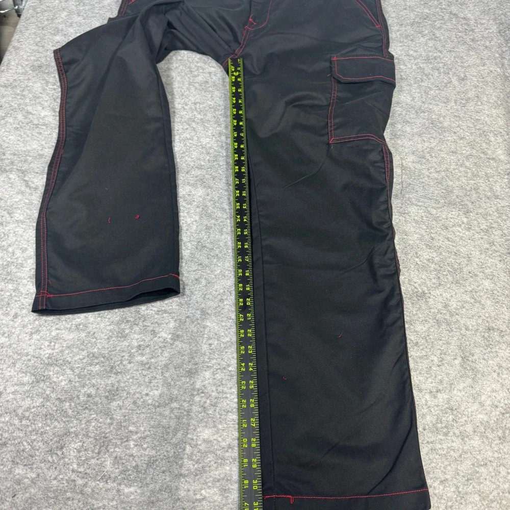 True Religion Mens Black Red Contrast Stitch Cargo Pants Straight Leg 34 NEW